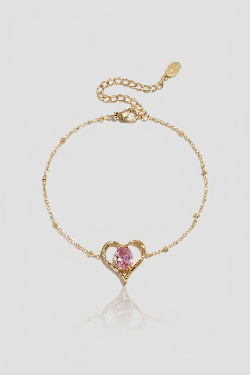 =Bracelet Cœur & Zircon Rose | Atelier des bijoux