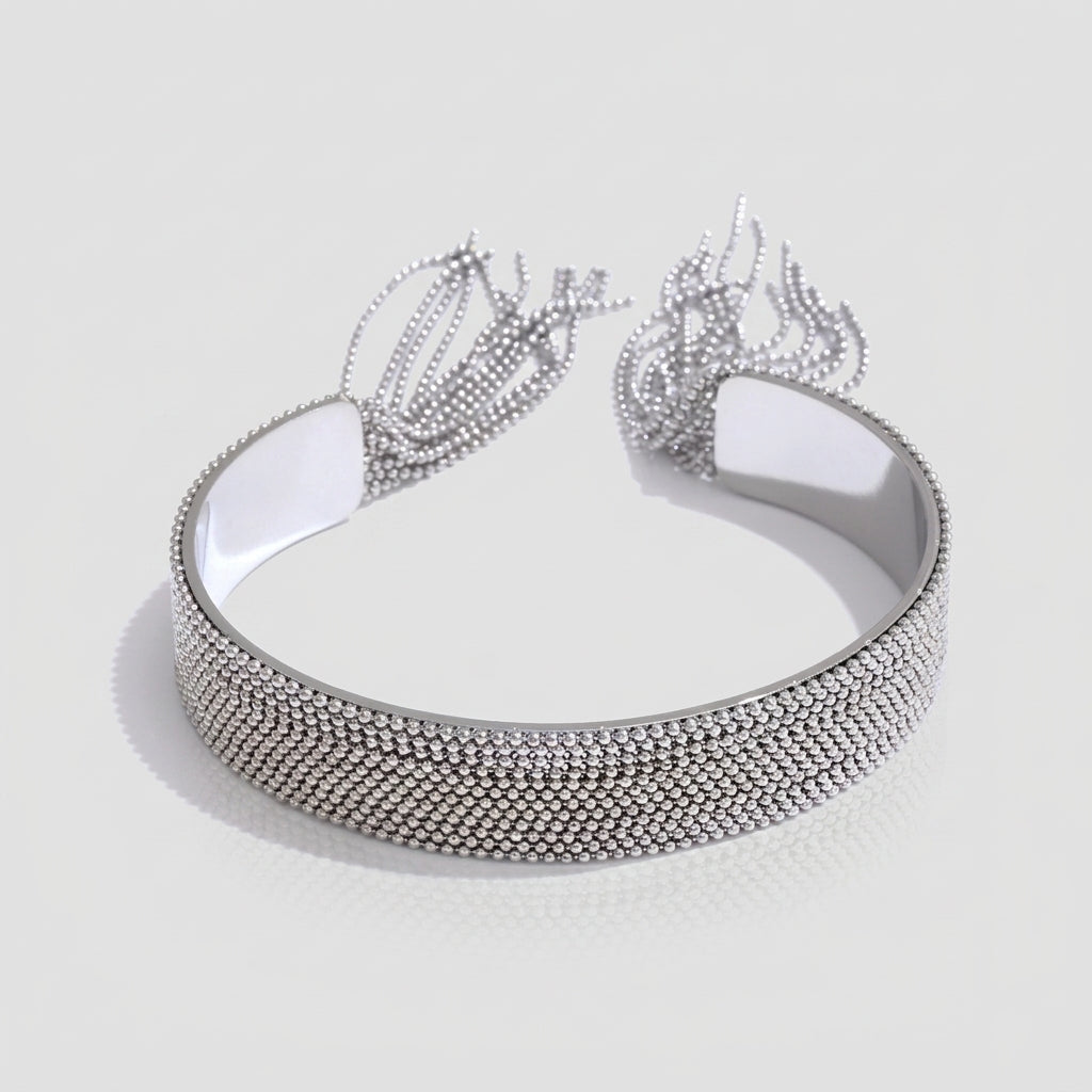 =Bracelet Manchette à Franges - Sienna Argent | Atelier des bijoux