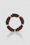 =Bracelet en Bois et Acier Doré Brun | Atelier des bijoux
