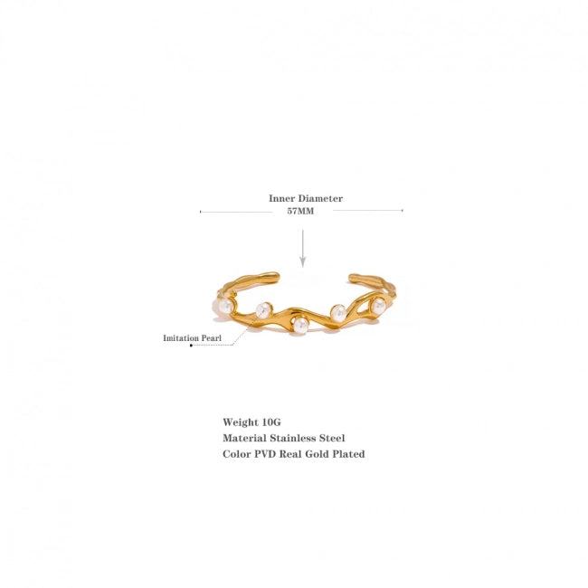 Bracelet jonc à perles blanches Luminara - Ma boutique