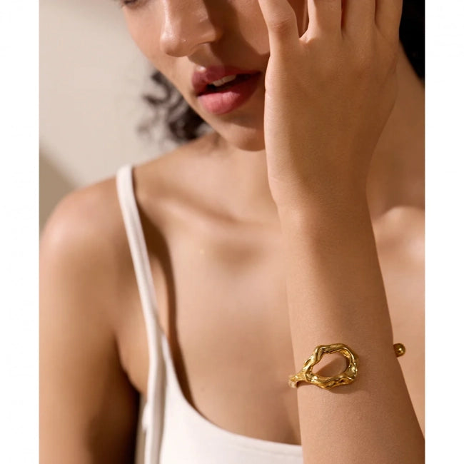 Bracelet jonc martelé ajouré Auroréa - Ma boutique