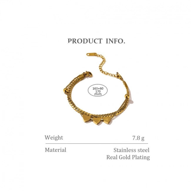 Bracelet maille à 3 coeurs Iris - Ma boutique