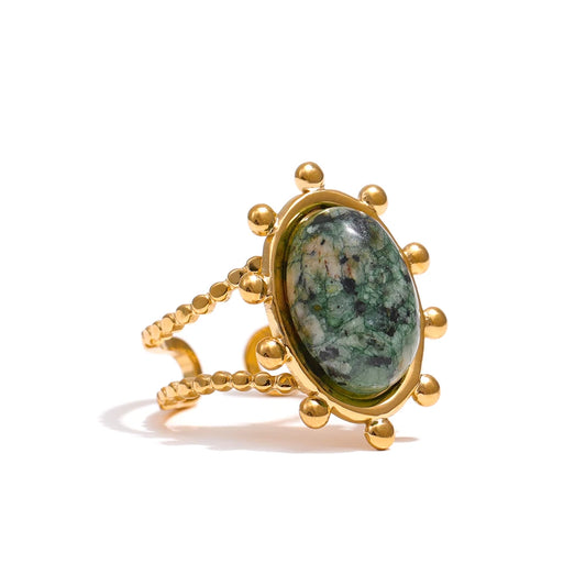 Bague en or avec pierre naturelle verte Carla - Ma boutique