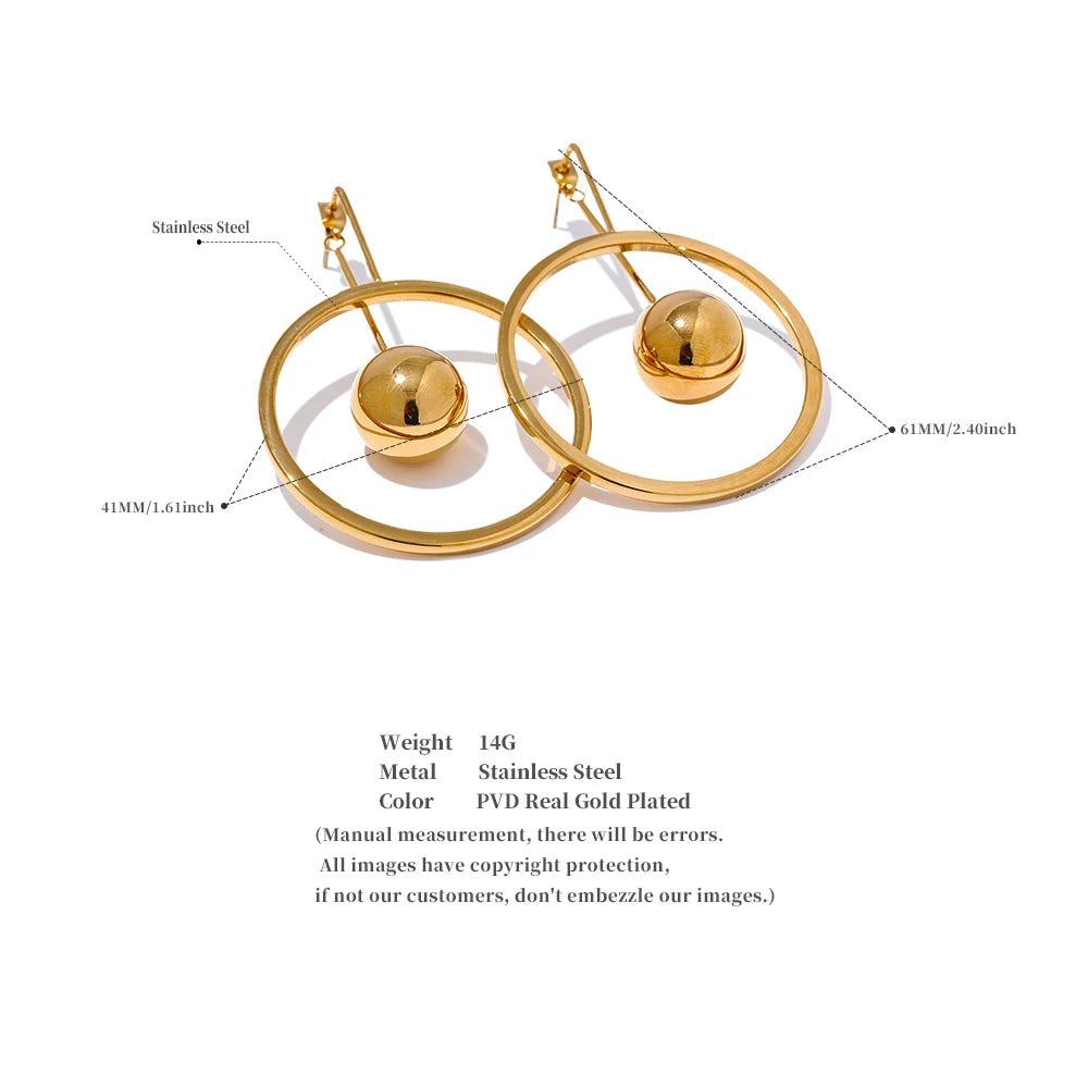 Boucle d'oreille pendante ronde - Ahria - Ma boutique