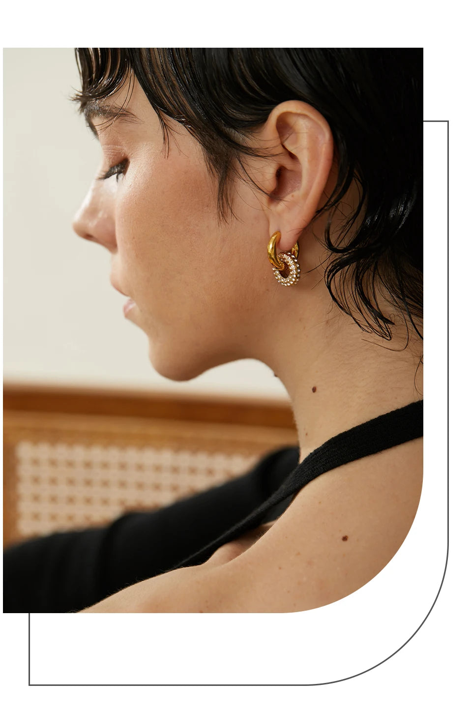 Boucle d'oreille créole pendante Yulia - Ma boutique