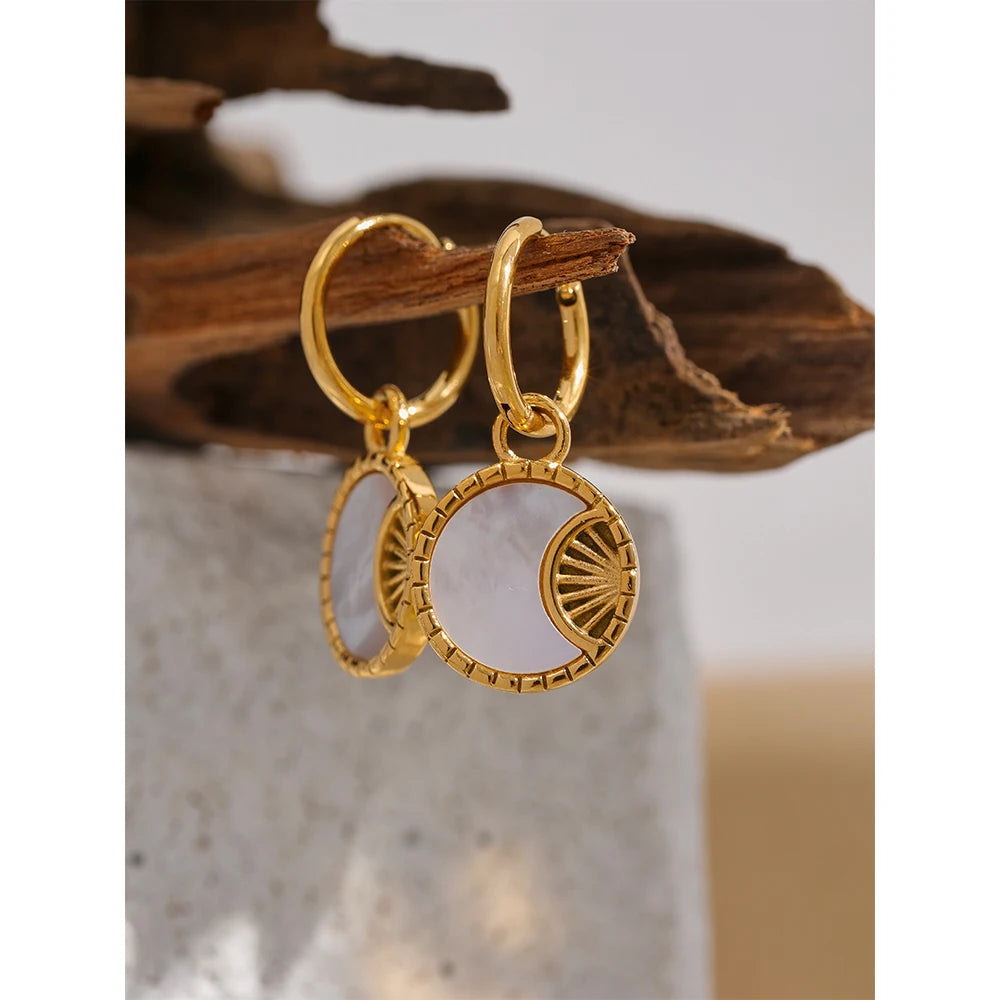 Boucle d'oreille créole pendante Luna - Ma boutique