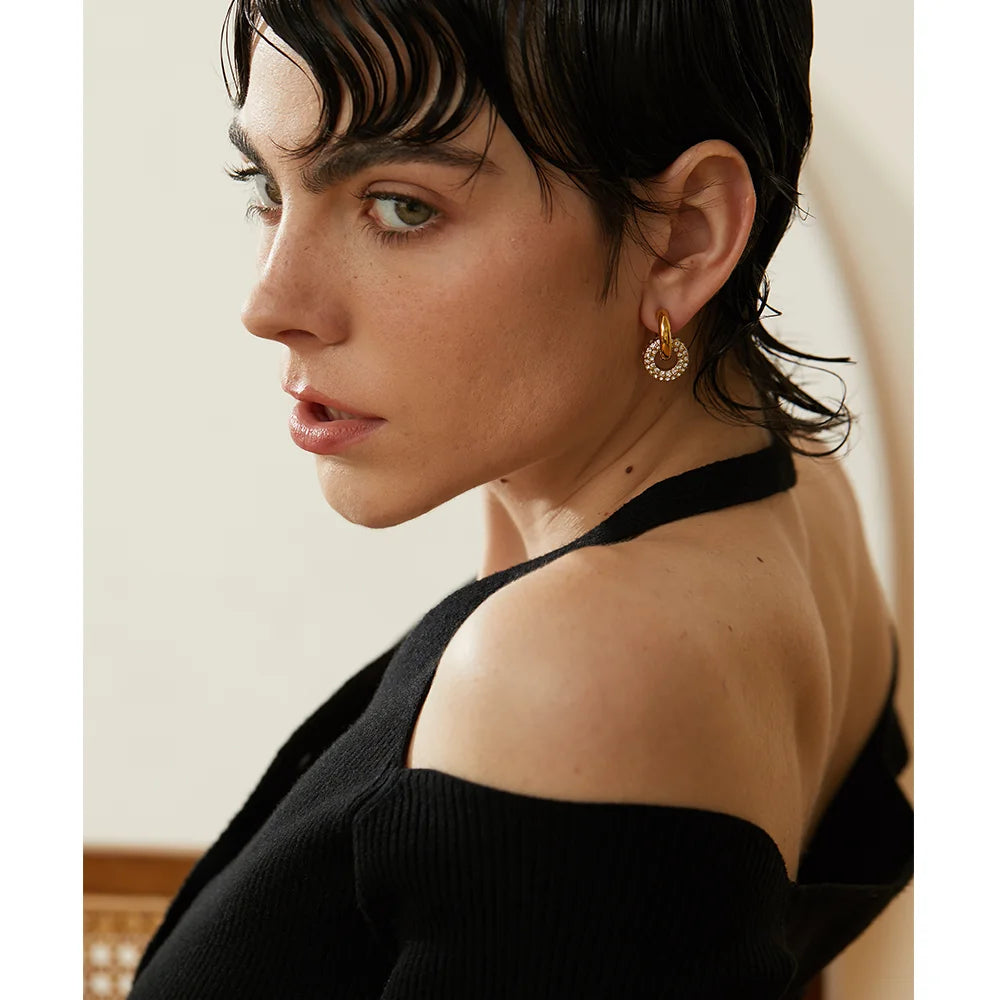 Boucle d'oreille créole pendante Yulia - Ma boutique