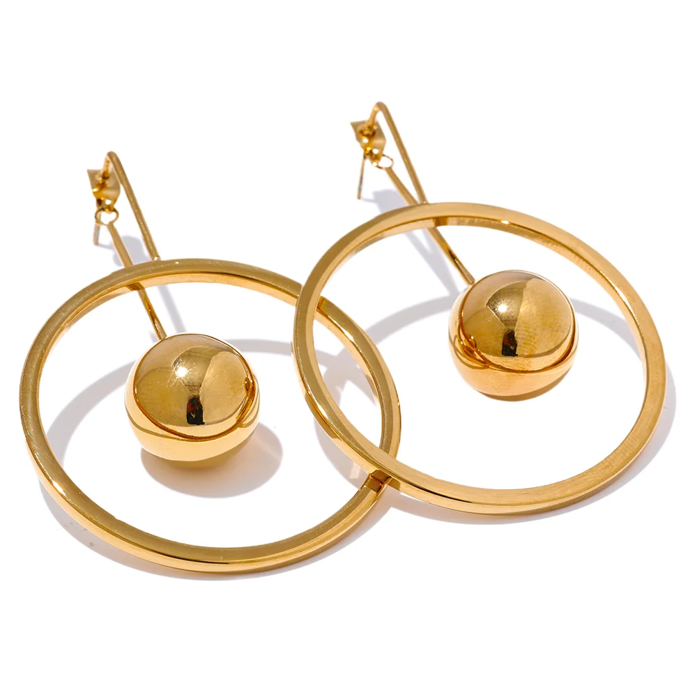 Boucle d'oreille pendante ronde - Ahria - Ma boutique