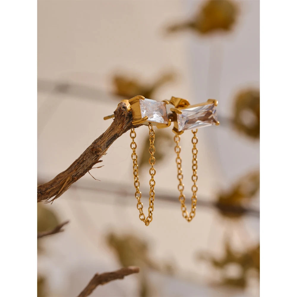 Boucle d'oreille chaîne pendante Eve - Ma boutique