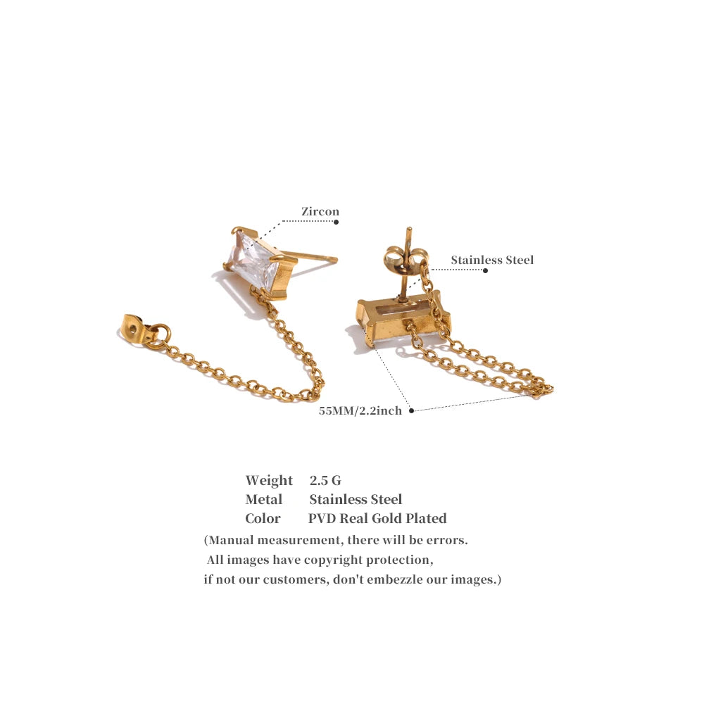 Boucle d'oreille chaîne pendante Eve - Ma boutique