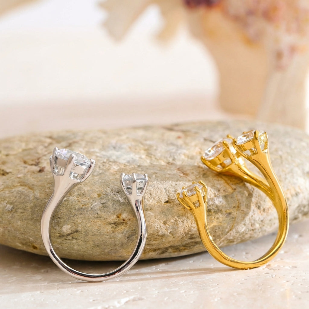 Bague Ouverte Géométrique - Trio - L'atelier des bijoux