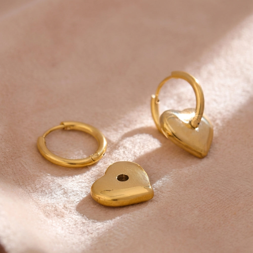 Boucle d'oreille anneau coeur Louisia - L'atelier des bijoux