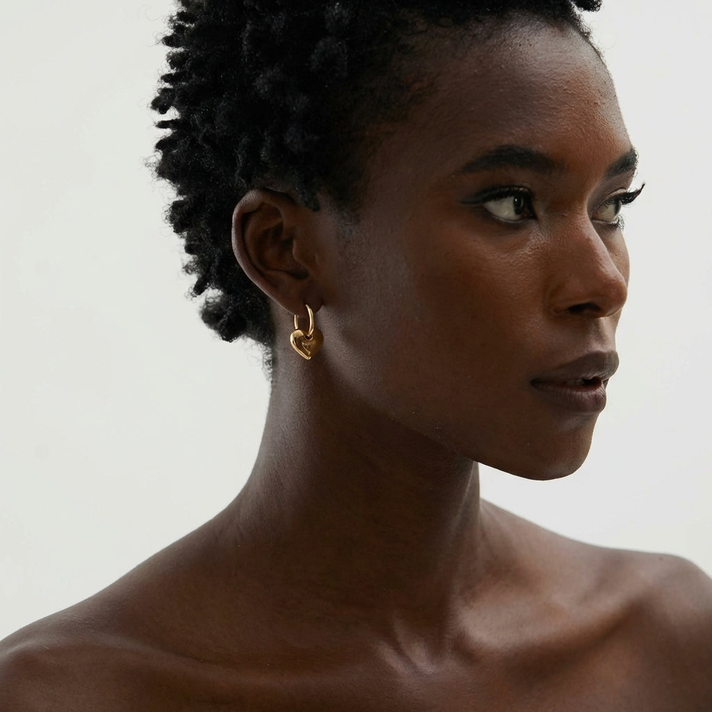 Boucle d'oreille anneau coeur Louisia - L'atelier des bijoux