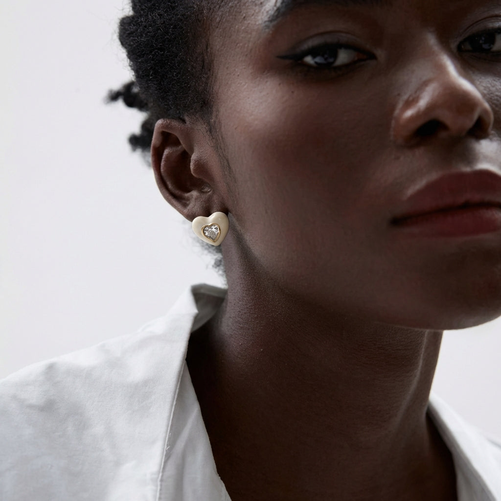 Boucle d'oreille coeur Elya - L'atelier des bijoux