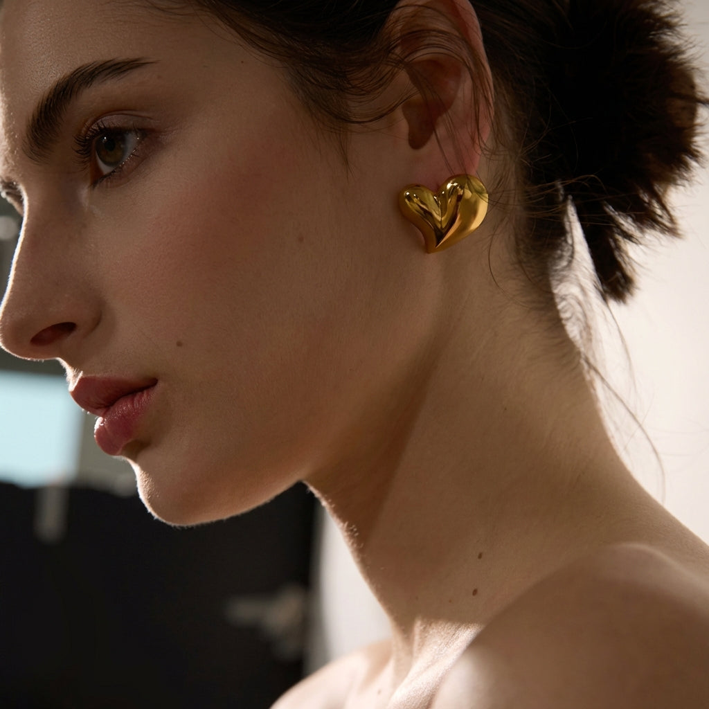 Boucle d'oreille coeur en or Amina - L'atelier des bijoux