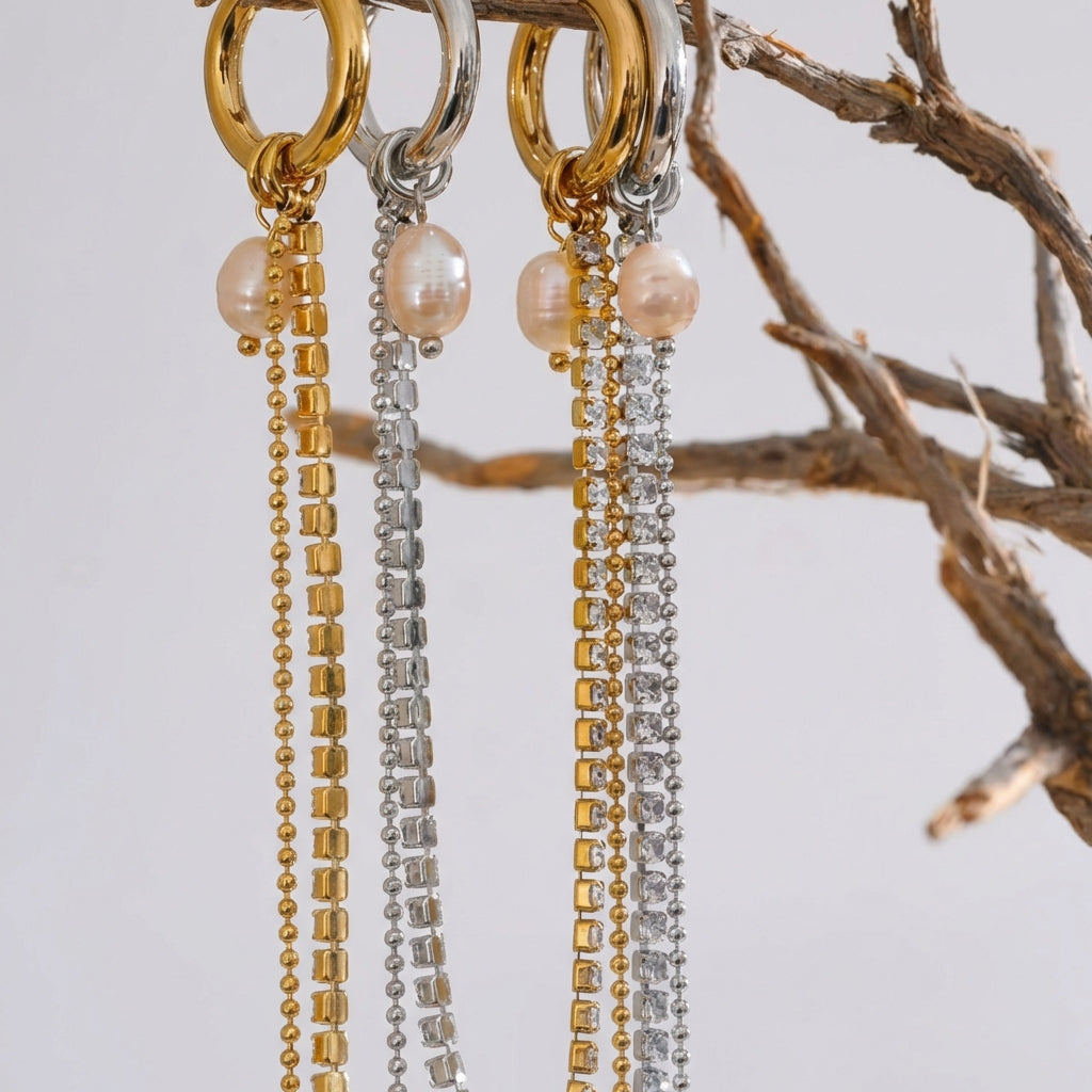 Boucle d'oreille créole pendante Béa - L'atelier des bijoux