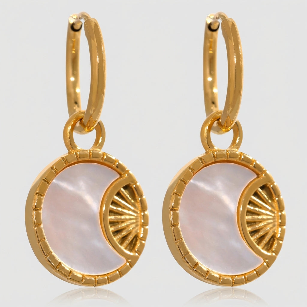 Boucle d'oreille créole pendante Luna - L'atelier des bijoux