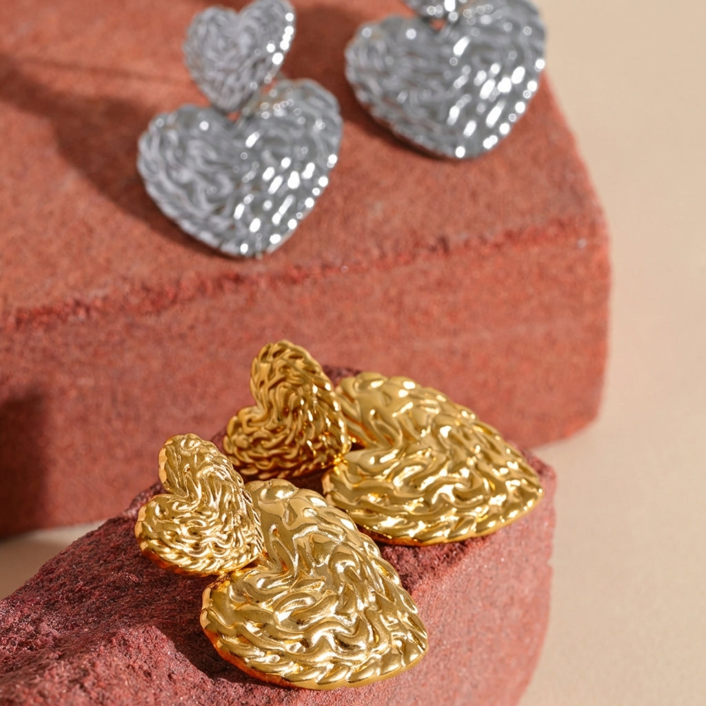 Boucle d'oreille double coeur Lorie - L'atelier des bijoux