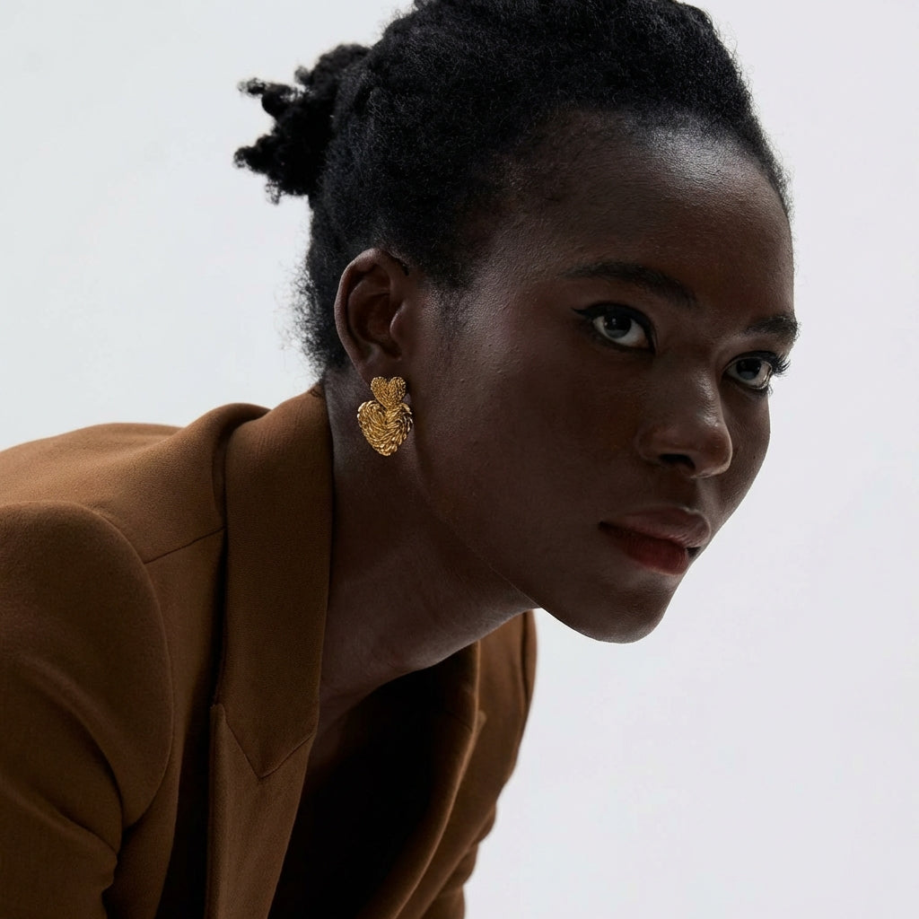 Boucle d'oreille double coeur Lorie - L'atelier des bijoux