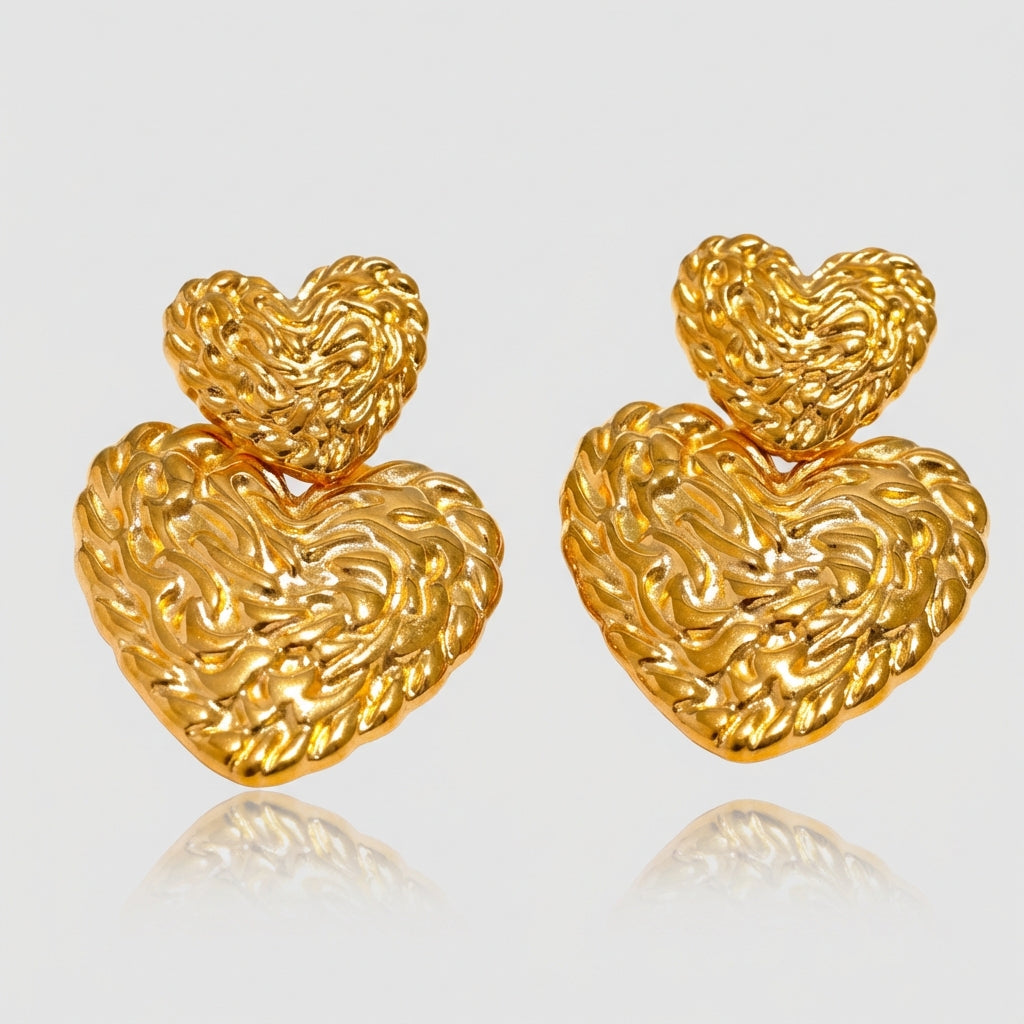 Boucle d'oreille double coeur Lorie - L'atelier des bijoux