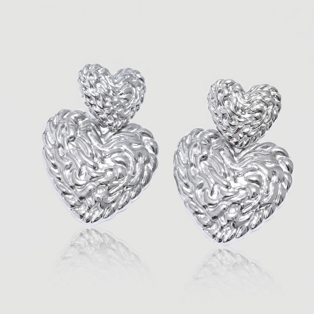 Boucle d'oreille double coeur Lorie - L'atelier des bijoux