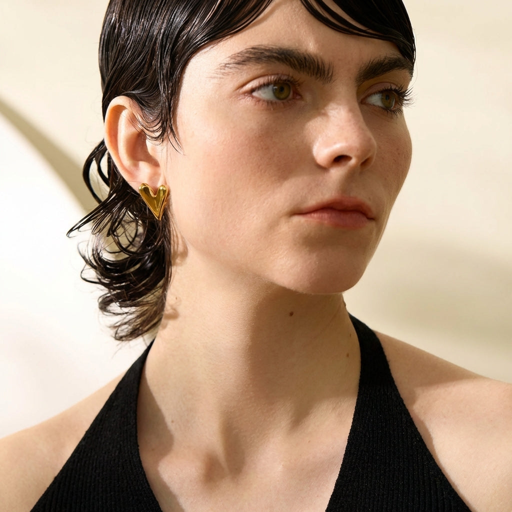 Boucle d'oreille femme coeur Andromède - L'atelier des bijoux