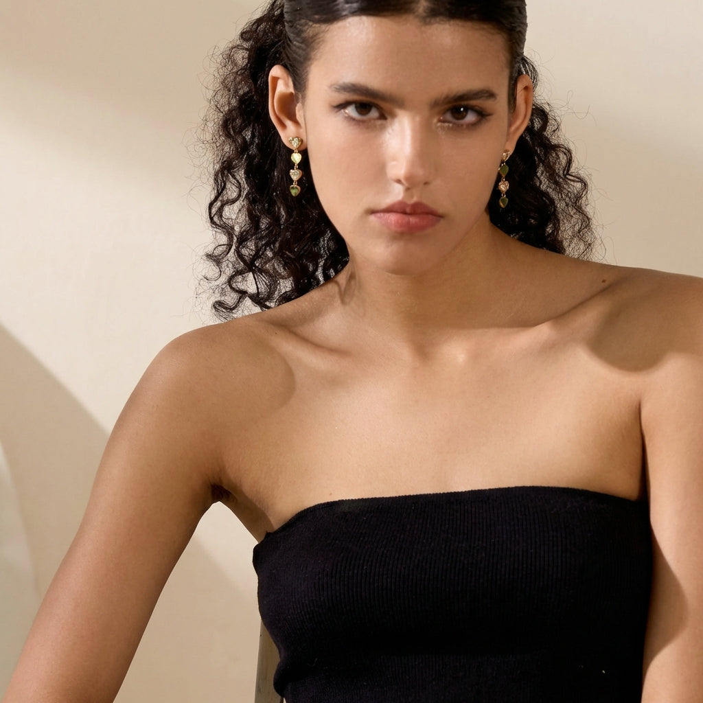 Boucle d'oreille or coeur pendante Rosaline - L'atelier des bijoux