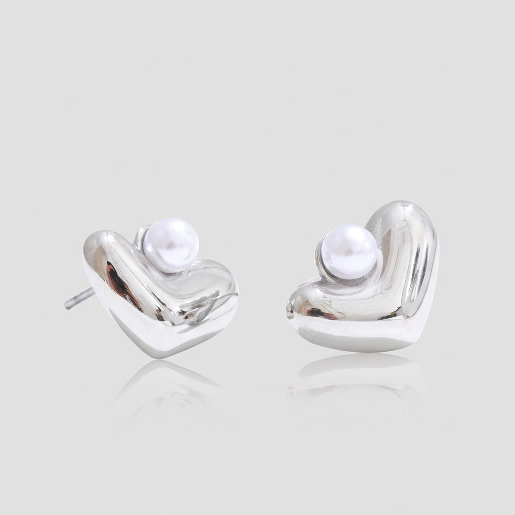 Boucle d'oreilles Cœur & Perle - Amour - L'atelier des bijoux