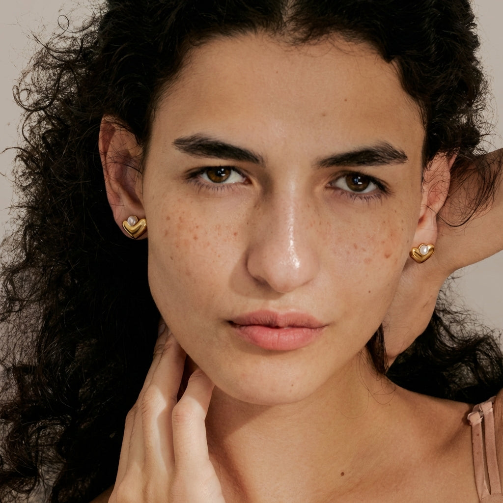 Boucle d'oreilles Cœur & Perle - Amour - L'atelier des bijoux