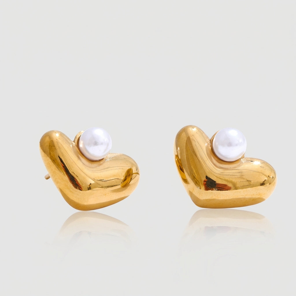 Boucle d'oreilles Cœur & Perle - Amour - L'atelier des bijoux