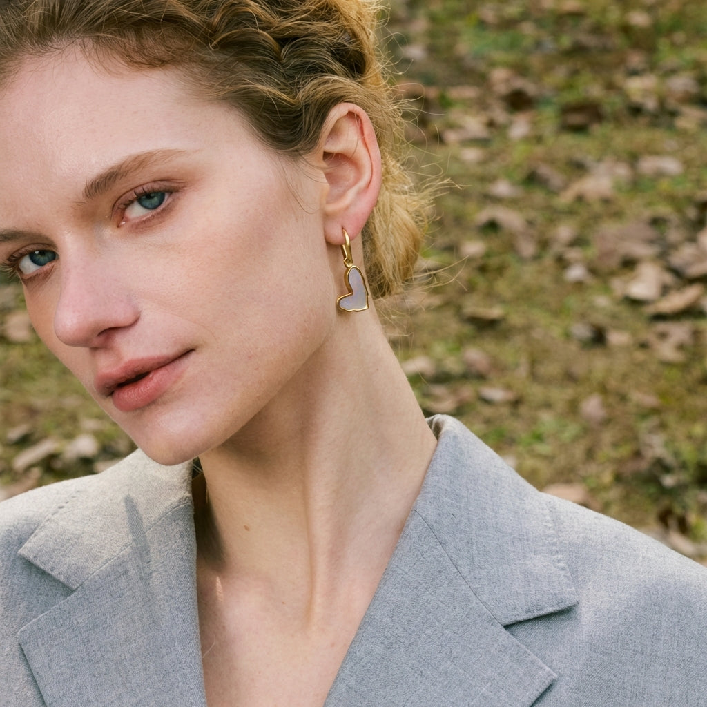 Boucles d'oreilles Créoles Cœur - Amara - L'atelier des bijoux