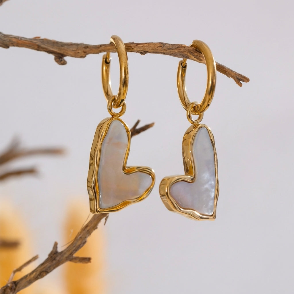 Boucles d'oreilles Créoles Cœur - Amara - L'atelier des bijoux