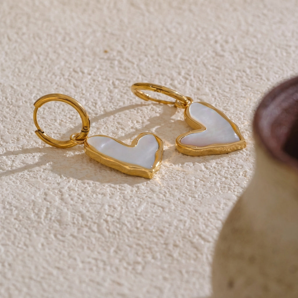 Boucles d'oreilles Créoles Cœur - Amara - L'atelier des bijoux