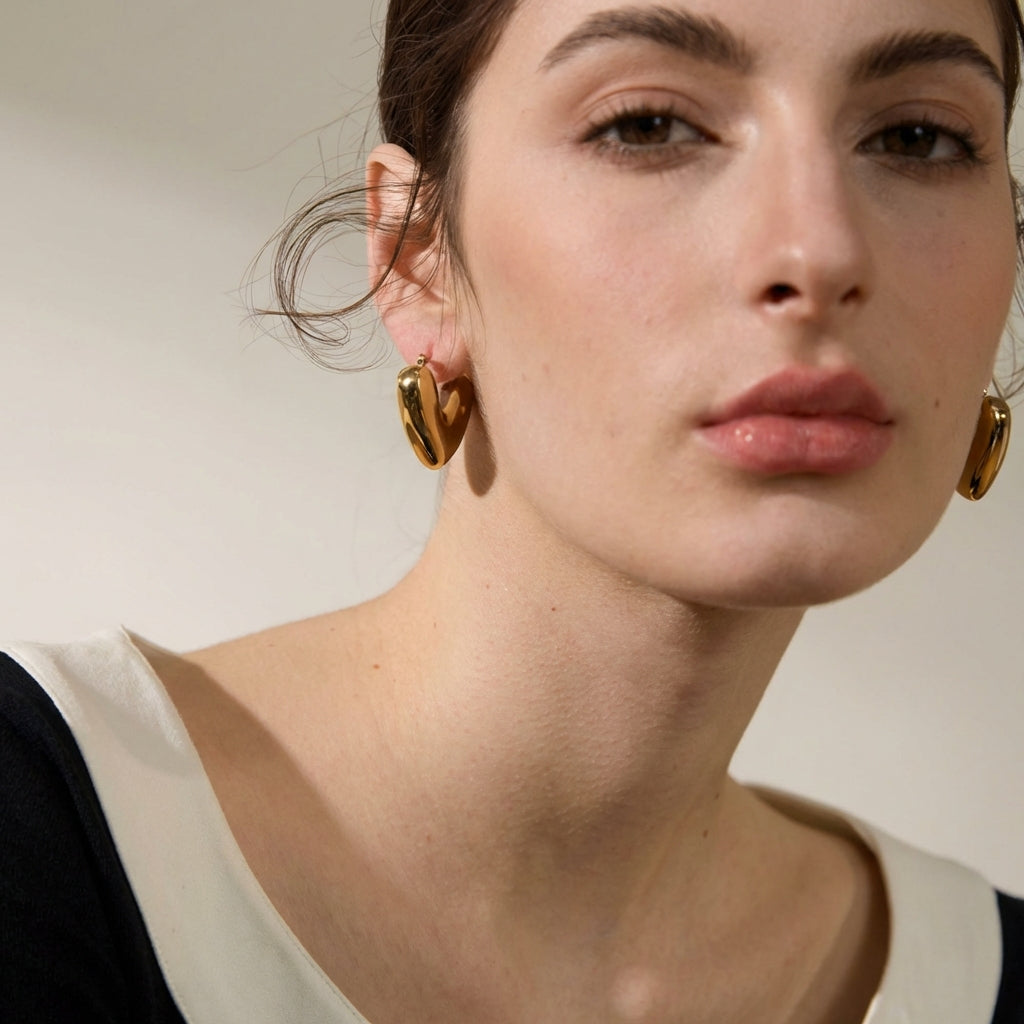 Boucles d'oreilles Créoles Cœur Bombé - Cora - L'atelier des bijoux