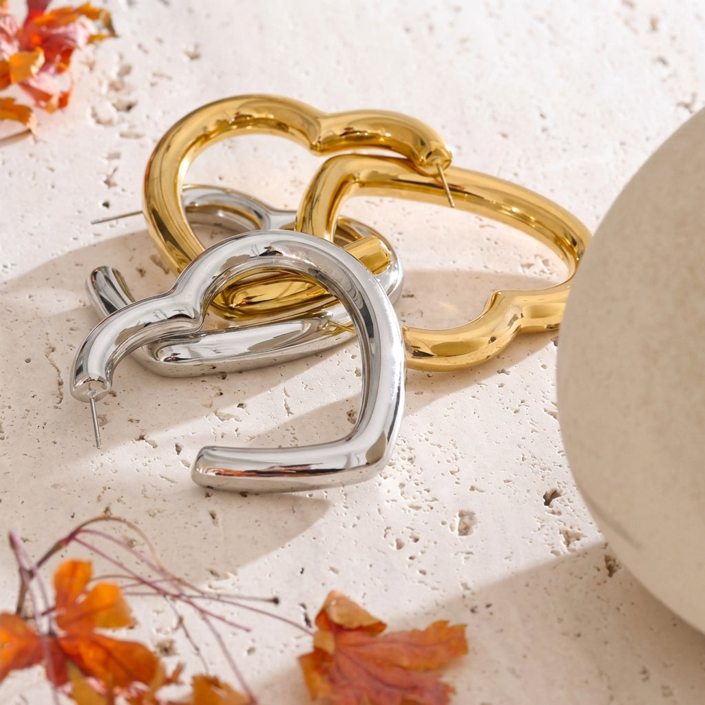 Boucles d'oreilles Créoles Cœur - Cora - L'atelier des bijoux