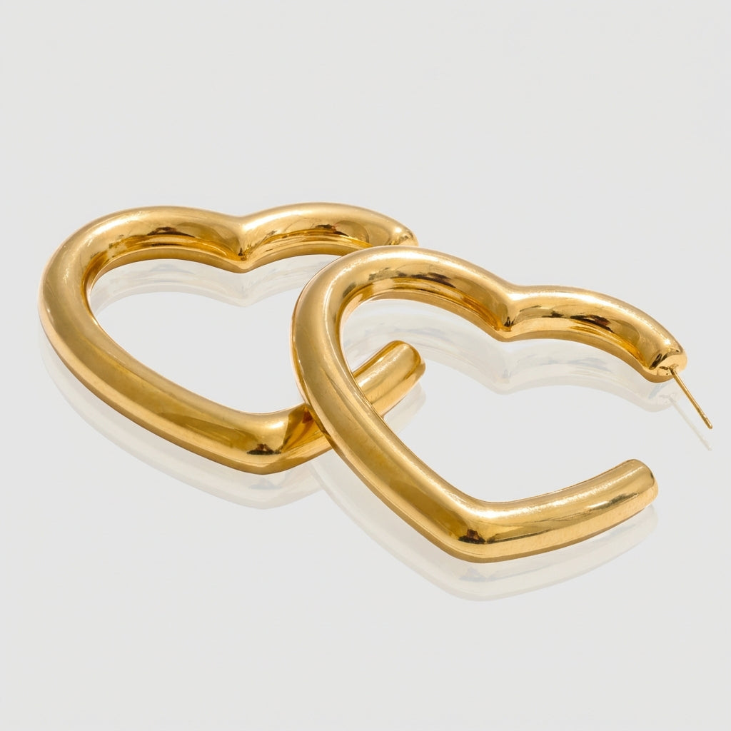 Boucles d'oreilles Créoles Cœur - Cora - L'atelier des bijoux