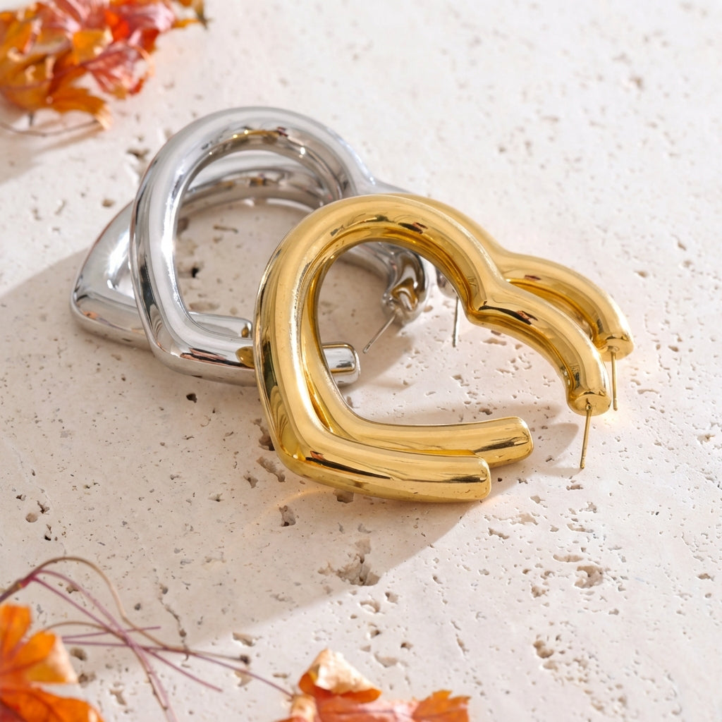 Boucles d'oreilles Créoles Cœur - Cora - L'atelier des bijoux