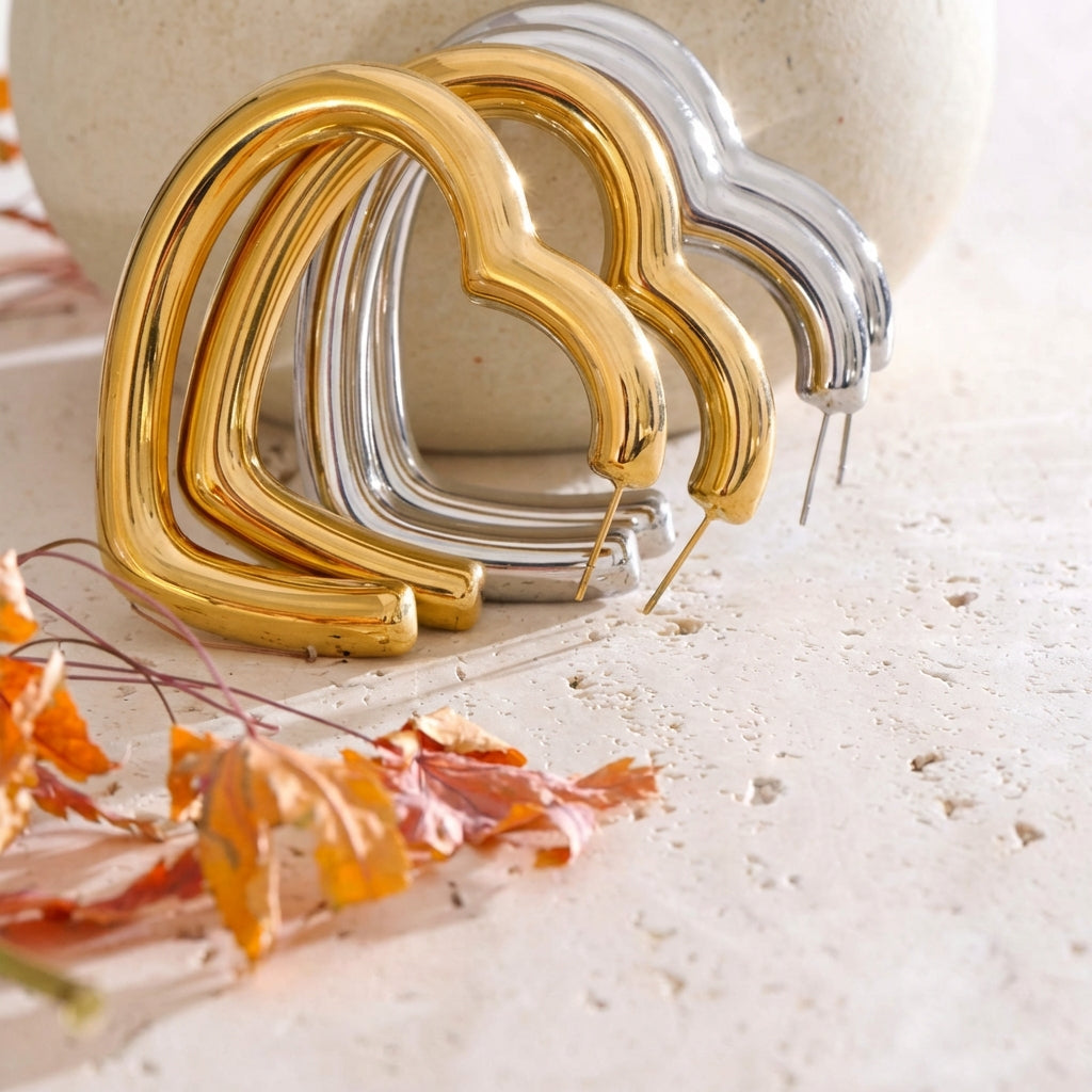 Boucles d'oreilles Créoles Cœur - Cora - L'atelier des bijoux