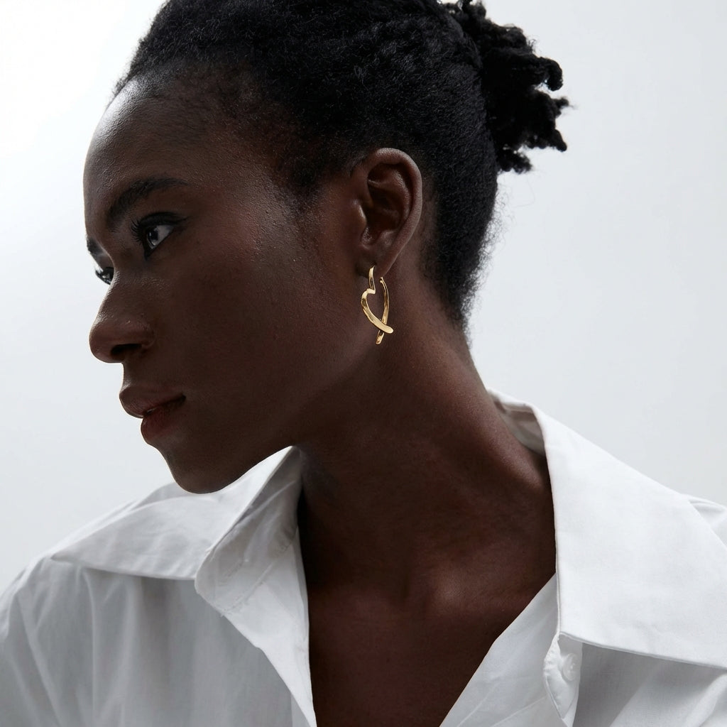 Boucles d'oreilles créoles cœur ouvert - Amour - L'atelier des bijoux