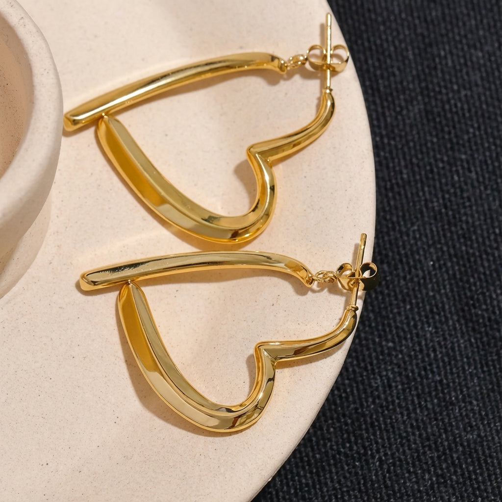 Boucles d'oreilles créoles cœur ouvert - Amour - L'atelier des bijoux