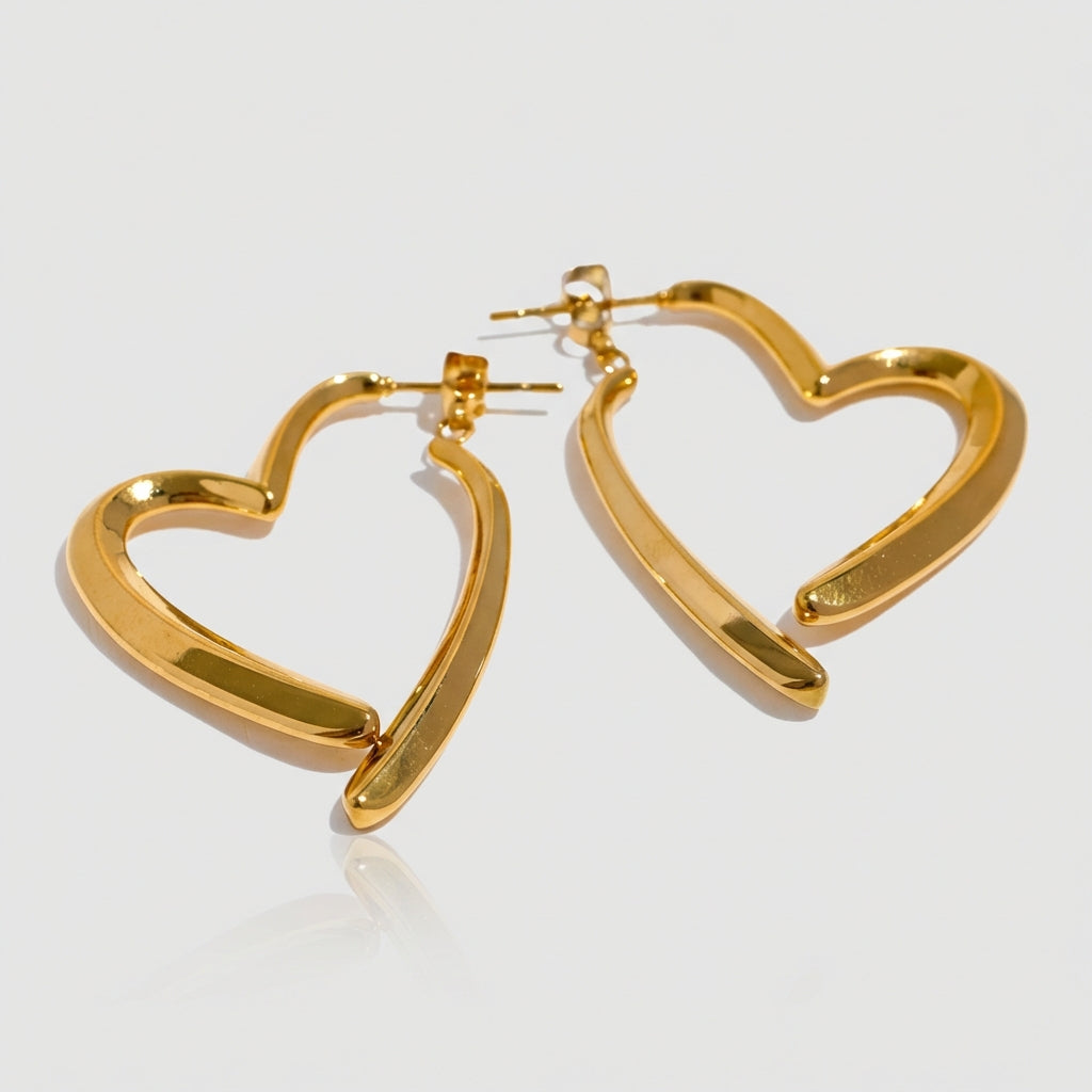 Boucles d'oreilles créoles cœur ouvert - Amour - L'atelier des bijoux