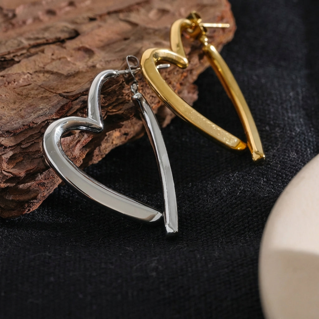 Boucles d'oreilles créoles cœur ouvert - Amour - L'atelier des bijoux