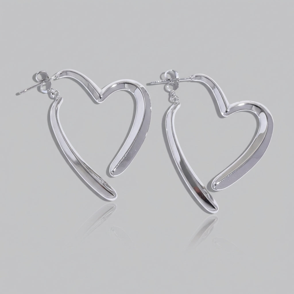 Boucles d'oreilles créoles cœur ouvert - Amour - L'atelier des bijoux