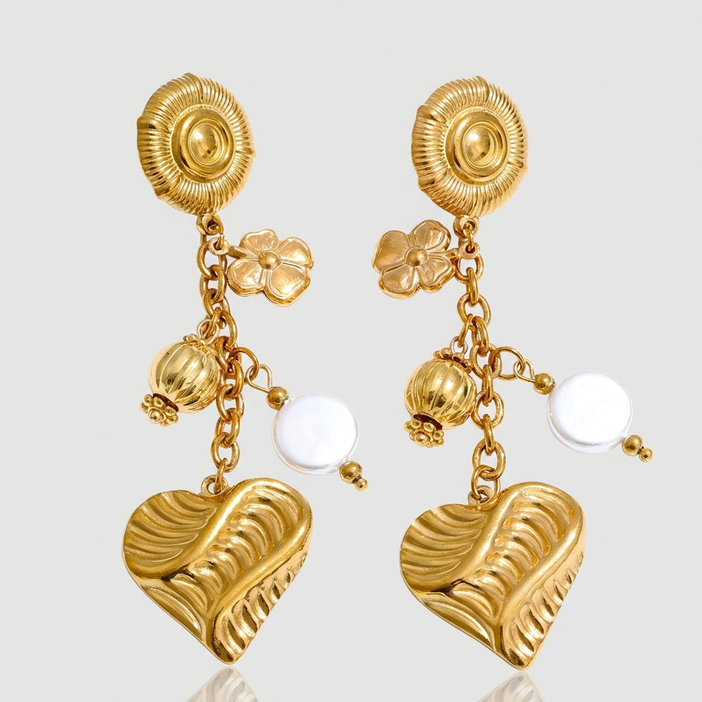Boucles d'oreilles pendantes Coeur - Céleste - L'atelier des bijoux