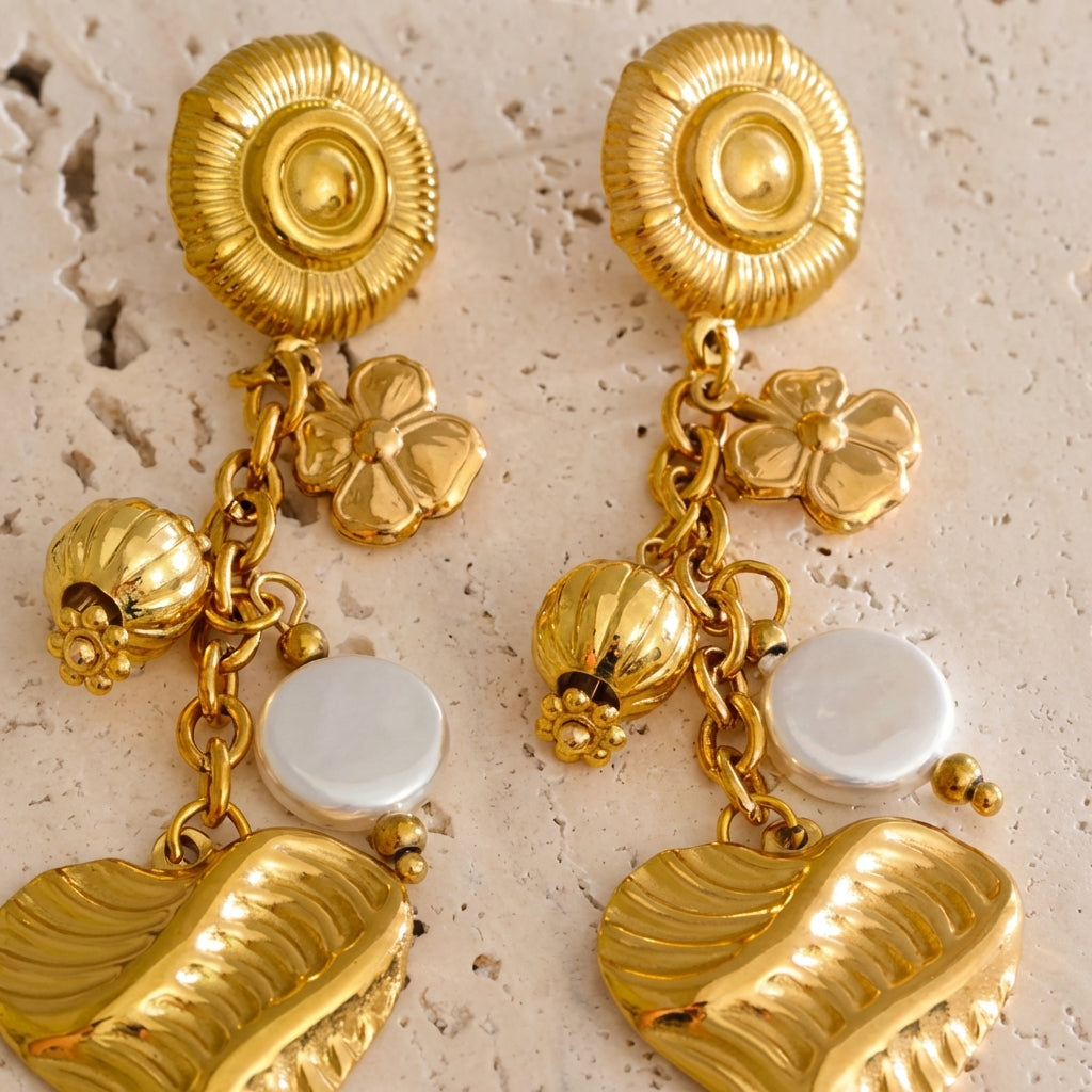 Boucles d'oreilles pendantes Coeur - Céleste - L'atelier des bijoux