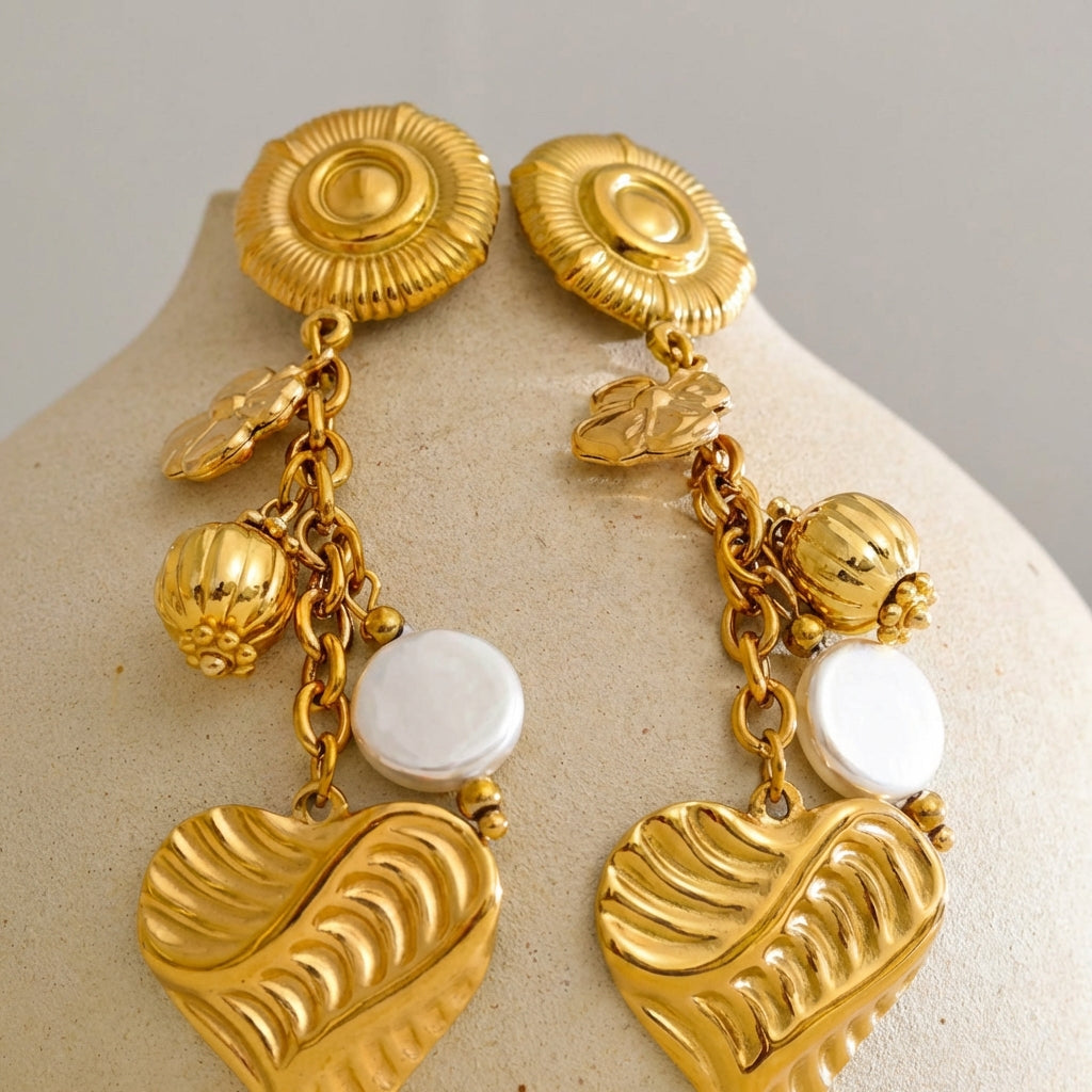 Boucles d'oreilles pendantes Coeur - Céleste - L'atelier des bijoux