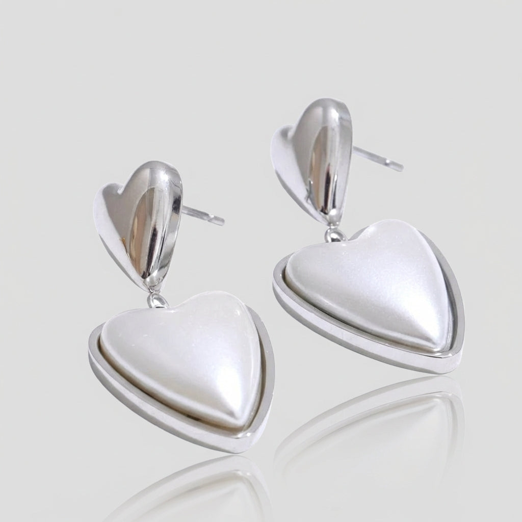 Boucles d'oreilles pendantes Double Cœur - Amara - L'atelier des bijoux