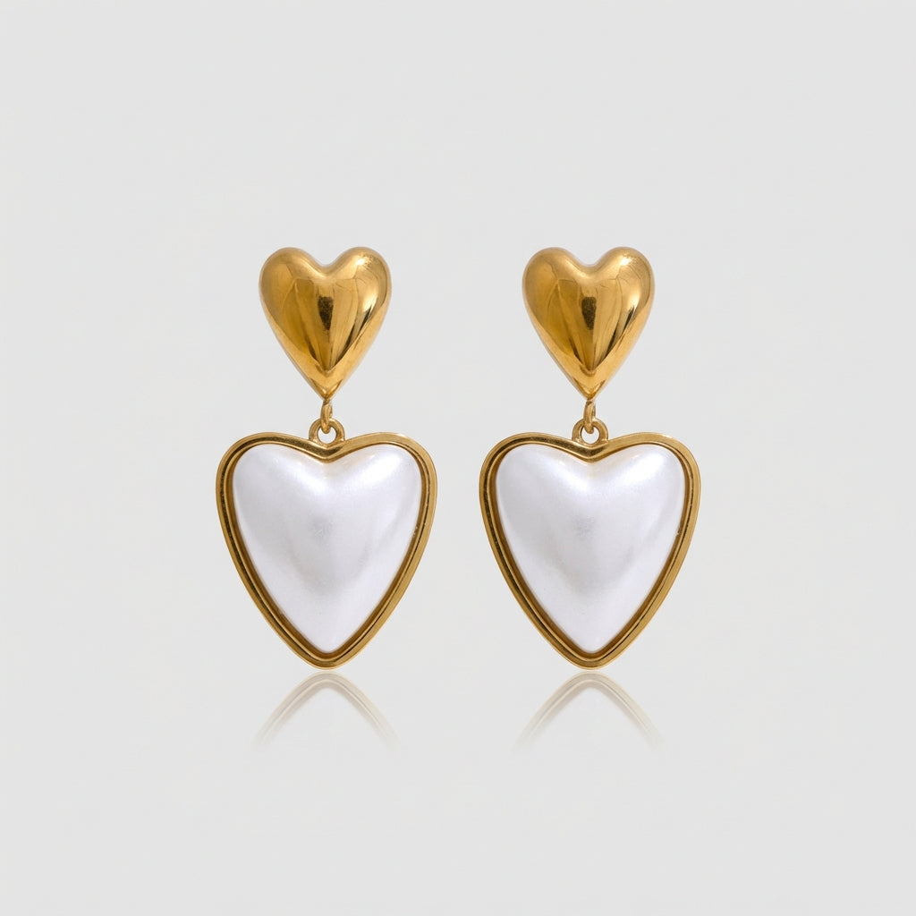 Boucles d'oreilles pendantes Double Cœur - Amara - L'atelier des bijoux