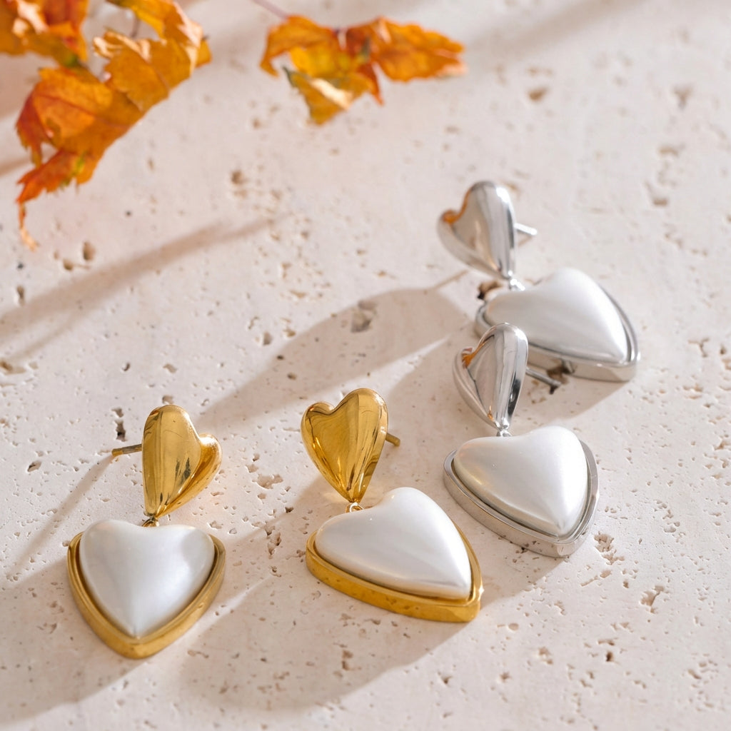 Boucles d'oreilles pendantes Double Cœur - Amara - L'atelier des bijoux