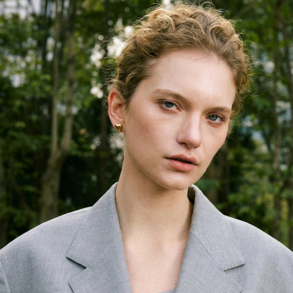 Boucles d'oreilles puces Cœur Bombé - Amour - L'atelier des bijoux